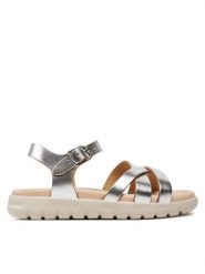 Geox Sandały J Sandal Soleima Gir J45GSA 000CF C1007 S Srebrny. Szare sandały dziewczęce Geox, ze skóry, bez obcasa, bez zapięcia. Za 239.99 zł.