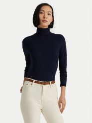 LAUREN RALPH LAUREN Golf 200675597007 Granatowy Slim Fit. Niebieskie golfy damskie Lauren Ralph Lauren, xl, bez wzorów, z wiskozy, bez ramiączek. Za 299.99 zł.