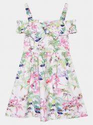 Guess Sukienka codzienna J4GK25 WBHQ0 Kolorowy Regular Fit. Sukienki dziewczęce Guess, z aplikacjami, z bawełny, bez ramiączek, proste. Za 199.99 zł.