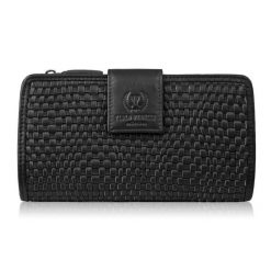 Portfel damski skórzany czarny duży pleciony Paolo Peruzzi AY-08-BL. Czarne portfele damskie PAOLO PERUZZI, bez wzorów, ze skóry. Za 89.00 zł.