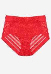 Czerwone Majtki Figi z Wysokim Stanem Zdobione Koronką i Siateczką Helieth. Czerwone figi Born2be, z aplikacjami, z koronki. Za 19.99 zł.
