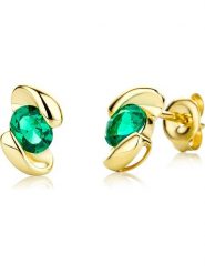 Revoni Złote kolczyki-wkrętki ze szmaragdami rozmiar: onesize. Zielone kolczyki damskie Revoni, z szmaragdem, złote. Za 913.99 zł.