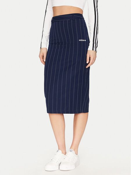 Adidas Spódnica ołówkowa Pinstripe JD2576 Granatowy Slim Fit. Niebieskie spódnice damskie Adidas, bez wzorów, z bawełny. Za 199.99 zł.