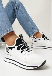 Białe Sneakersy przed Kostkę na Platformie Loyalin. Białe obuwie sportowe damskie Born2be, przed kostkę, bez zapięcia. Za 99.99 zł.