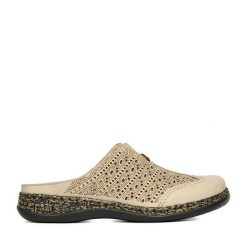 Klapki Rieker. Brązowe klapki damskie Rieker, bez wzorów, bez obcasa, bez zapięcia. Za 329.99 zł.