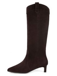 Loft37 Skórzane kozaki w kolorze brązowym rozmiar: 38. Brązowe kozaki damskie loft37, na zimę, bez obcasa, na szpilce, bez zapięcia. Za 674.99 zł.