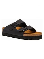 Comfortfusse Skórzane klapki "Troy" w kolorze czarnym rozmiar: 42. Czarne klapki damskie Comfortfüße, bez wzorów, z nubiku, z otwartym noskiem, bez obcasa, bez zapięcia. Za 260.99 zł.