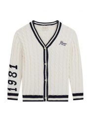 Guess Kardigan J6YR09 Z0841 Kremowy Regular Fit. Białe swetry dziewczęce Guess, z aplikacjami, z syntetyku, bez kołnierzyka, bez ramiączek. Za 294.99 zł.