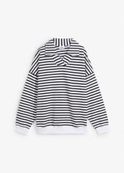 Bluza oversize z dekoltem w serek i kołnierzykiem polo. Szare bluzy damskie bonprix, bez wzorów, bez kaptura. Za 124.99 zł.