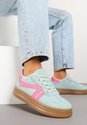 Jasnozielone Sneakersy Klasyczne Tenisówki Zdobione Przeszyciami Alatira. Zielone obuwie sportowe damskie Renee, z aplikacjami, z jeansu, bez zapięcia. Za 79.99 zł.
