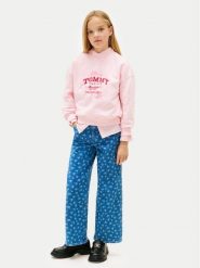 Tommy Hilfiger Bluza KG0KG08992 Różowy Regular Fit. Czerwone bluzy dziewczęce Tommy Hilfiger, bez wzorów, z bawełny, bez ramiączek, bez kaptura. Za 329.99 zł.