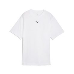 Damska koszulka o luźnym kroju ESS PUMA White. Białe bluzki damskie Puma, bez wzorów, sportowe, bez kołnierzyka, bez ramiączek. Za 99.00 zł.