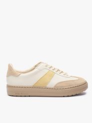 Kremowo-beżowe sneakersy. Brązowe obuwie sportowe damskie Ryłko, ze skóry, bez zapięcia. Za 479.99 zł.