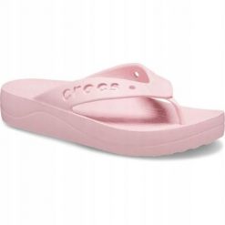Japonki Dla Dorosłych Crocs Baya Platform Flip. Czerwone klapki damskie Crocs, bez wzorów, z materiału, bez obcasa, bez zapięcia. Za 139.99 zł.