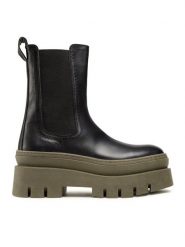 Badura Sztyblety 8118-04 Czarny. Czarne botki damskie Badura, ze skóry, bez obcasa, na płaskiej podeszwie, bez zapięcia. Za 379.99 zł.