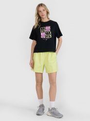4F Spodenki casual damskie - żólte XL. Żółte szorty damskie 4F, bez wzorów, z bawełny. W wyprzedaży za 59.99 zł.