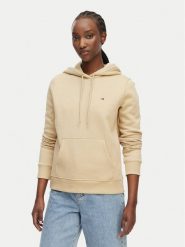 Tommy Jeans Bluza Flag DW0DW19958 Beżowy jasny Regular Fit. Brązowe bluzy damskie Tommy Jeans, xs, bez wzorów, z bawełny, bez kaptura. Za 329.99 zł.