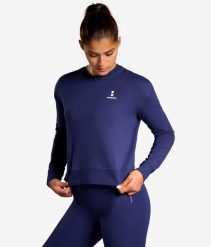 Bluza sportowa damska ekologiczna. Niebieskie bluzy damskie NORDICDOTS, l, bez wzorów, z bawełny, bez kaptura. Za 275.00 zł.