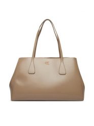 Calvin Klein Torebka Ck Snap Large Tote LV04F3502G Beżowy. Brązowe torebki klasyczne damskie Calvin Klein, ze skóry, bez dodatków. Za 749.99 zł.