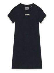 Guess Sukienka codzienna J6GK27 KF972 Czarny Regular Fit. Czarne sukienki dziewczęce Guess, z aplikacjami, z syntetyku, bez ramiączek, proste. Za 234.99 zł.