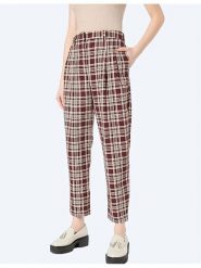 Monki Spodnie w kolorze brązowo-białym rozmiar: 38. Brązowe spodnie materiałowe damskie Monki, bez wzorów, z materiału. Za 43.99 zł.