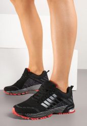 Czarno-Czerwone Sneakersy w Sportowym Stylu Luricca. Czarne obuwie sportowe damskie Renee, na lato, bez zapięcia, na fitness i siłownię. Za 79.99 zł.