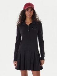 Tommy Jeans Sukienka dzianinowa Script DW0DW22464 Czarny Regular Fit. Czarne sukienki damskie Tommy Jeans, bez wzorów, z bawełny, bez ramiączek. Za 489.99 zł.