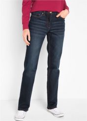 Dżinsy Straight, mid waist, z wygodnym paskiem. Niebieskie jeansy damskie bonprix. Za 134.99 zł.