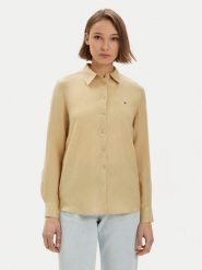 Tommy Hilfiger Koszula WW0WW42037 Beżowy Relaxed Fit. Brązowe koszule damskie Tommy Hilfiger, bez wzorów, ze lnu, bez kołnierzyka, bez ramiączek. Za 399.99 zł.