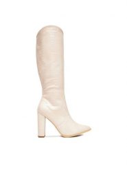 DeeZee Kozaki ZALGT610-1 Écru. Kozaki damskie DeeZee, z materiału, bez obcasa, na słupku, bez zapięcia. Za 239.99 zł.
