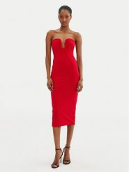 PINKO Sukienka koktajlowa 105021 A2GS Czerwony Regular Fit. Czerwone sukienki damskie Pinko, bez wzorów, z wiskozy, wizytowe, bez ramiączek. Za 889.99 zł.