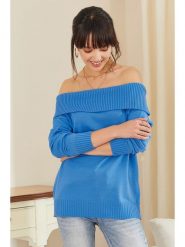 Milan Kiss Sweter w kolorze niebieskim rozmiar: XL. Niebieskie swetry klasyczne damskie Milan Kiss, xl, bez kołnierzyka. Za 99.33 zł.