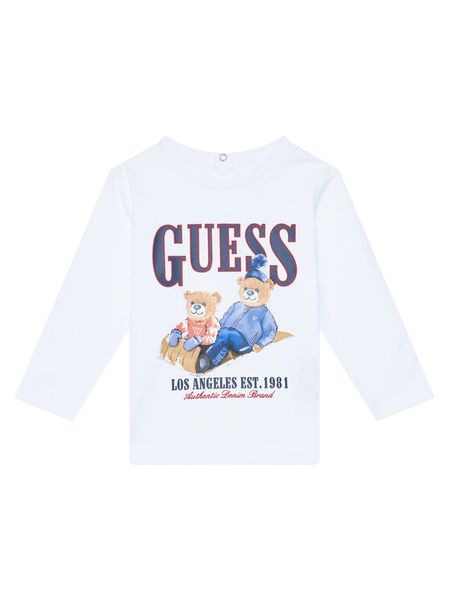 Guess Bluzka I5BI00I3Z14 Biały Regular Fit. Białe t-shirty i koszulki chłopięce Guess, z aplikacjami, z bawełny, bez kołnierzyka, bez ramiączek. Za 59.99 zł.
