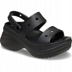 Sandały dla Kobiet Crocs Bae Sandal. Czarne sandały damskie Crocs, bez wzorów, z materiału, bez obcasa, na platformie, bez zapięcia. Za 239.99 zł.