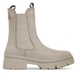 Sztyblety Tamaris. Szare botki damskie Tamaris, bez obcasa, na płaskiej podeszwie, bez zapięcia. Za 389.99 zł.
