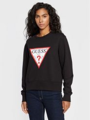 Guess Bluza Original W2YQ16 KBA10 Czarny Regular Fit. Czarne bluzy damskie Guess, xs, z aplikacjami, z bawełny, bez kaptura. Za 159.99 zł.