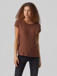 Vero Moda Koszulka w kolorze jasnobrązowym rozmiar: XS. Brązowe bluzki damskie Vero Moda, xs, bez wzorów, bez kołnierzyka, bez ramiączek. Za 56.95 zł.