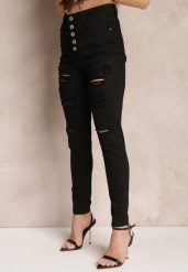 Czarne Jeansy Skinny z Wysokim Stanem Yholo. Czarne jeansy damskie Renee, bez wzorów, z jeansu, z podwyższonym stanem. Za 44.99 zł.