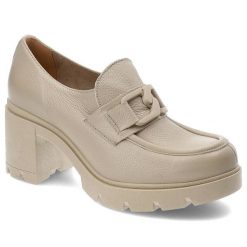 Beżowe Półbuty Lemar Damskie Stylowe Obuwie. Brązowe półbuty damskie Lemar, na wiosnę, z aplikacjami, ze skóry, bez obcasa, bez zapięcia. Za 299.00 zł.