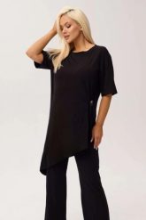 Czarna asymetryczna tunika bambusowa Marlene PLUS SIZE XXL OVERSIZE. Czarne tuniki damskie Moda Size Plus Iwanek, na co dzień, na lato, l, bez wzorów, z dzianiny, eleganckie, z asymetrycznym kołnierzem, bez ramiączek. Za 189.90 zł.