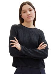 Tom Tailor Sweter w kolorze granatowym rozmiar: S. Niebieskie swetry klasyczne damskie Tom Tailor, s, ze splotem, bez kołnierzyka. Za 41.79 zł.