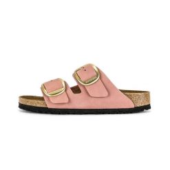 Damskie sandały duże metalowe klamry Arizona Big Buckle. Czerwone sandały damskie Birkenstock, bez wzorów, z materiału, bez obcasa, bez zapięcia. Za 670.05 zł.