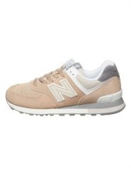 New Balance Skórzane sneakersy "U574" w kolorze brzoskwiniowym rozmiar: 42. Pomarańczowe obuwie sportowe damskie New Balance, ze skóry, bez zapięcia. Za 372.45 zł.