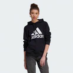 Bluza z kapturem Essentials Big Logo Regular Fleece. Białe bluzy damskie Adidas, xs, bez wzorów, z kapturem. Za 222.00 zł.