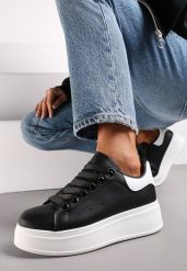 Czarne Sneakersy przed Kostkę na Grubej Podeszwie Arionna. Czarne obuwie sportowe damskie Renee, z jeansu, przed kostkę, bez zapięcia. Za 89.99 zł.