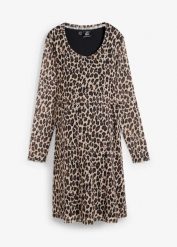 Sukienka ciążowa i do karmienia 2 w 1, w cętki leoparda. Brązowe sukienki damskie bonprix, bez wzorów, bez ramiączek. Za 127.99 zł.