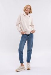 Bluza oversize z kapturem B-SIGI. Brązowe bluzy damskie Volcano, s, bez wzorów, z dzianiny, z kapturem. Za 159.99 zł.