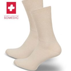 Beżowe skarpetki medyczne SOMEDIC 753. Brązowe skarpetki damskie Milena, bez wzorów, z bawełny. Za 15.60 zł.