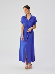 Stylove Sukienka w kolorze niebieskim rozmiar: XXL. Niebieskie sukienki damskie Stylove, bez wzorów, z tkaniny, bez ramiączek. Za 273.59 zł.