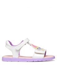 Geox Sandały J Sandal Joyfoot Gir J65P1C 000HH C0761 D Biały. Białe sandały dziewczęce Geox, ze skóry, bez obcasa, bez zapięcia. Za 249.99 zł.